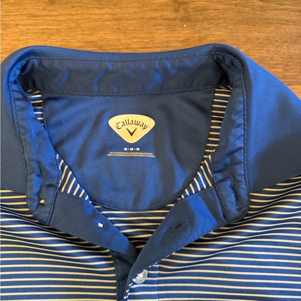 Callaway Navy and White Striped Polo